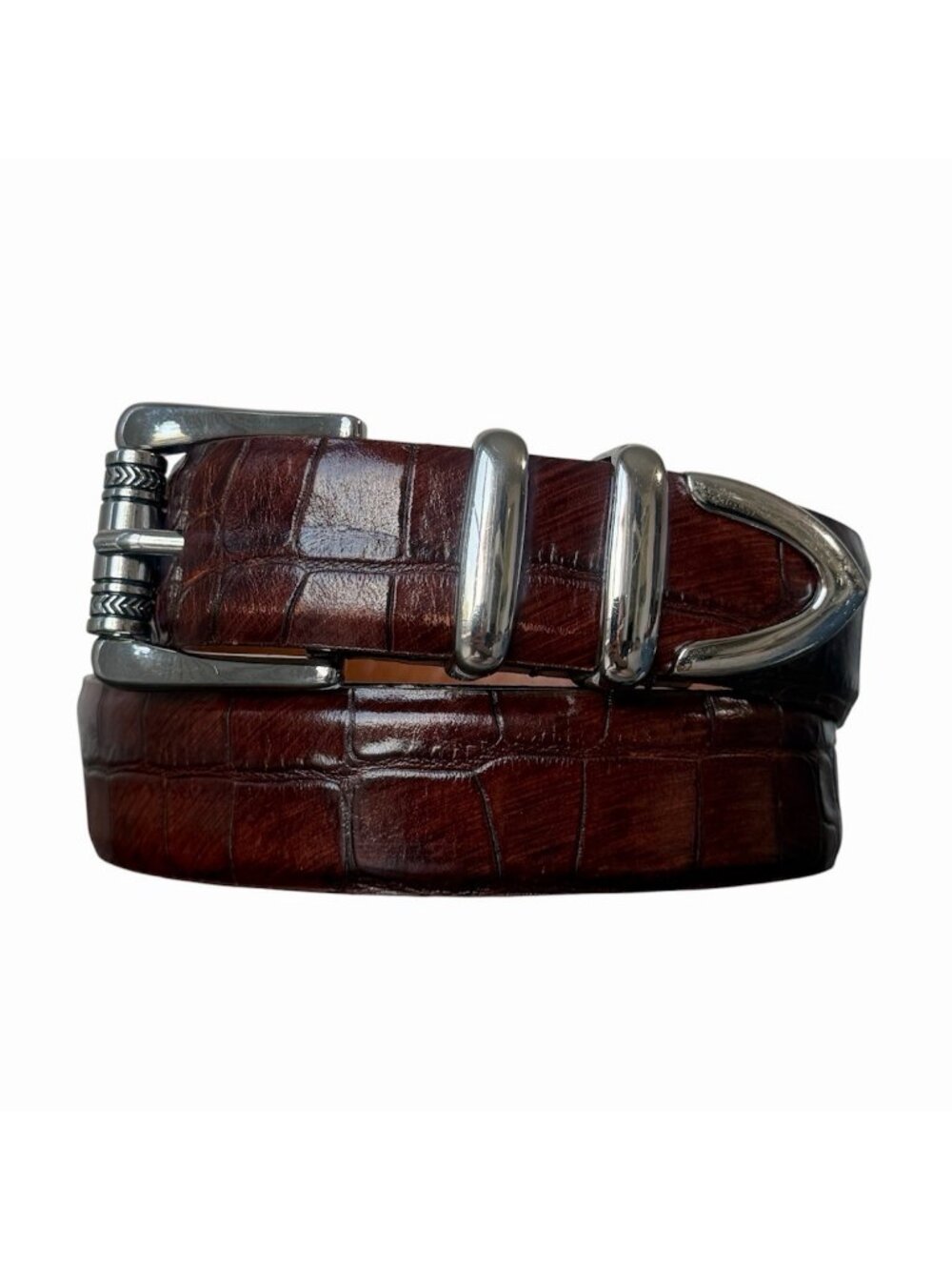 Martin Dingman Alligator Grain Calf Leather Mens Belt 44 Brown 22201